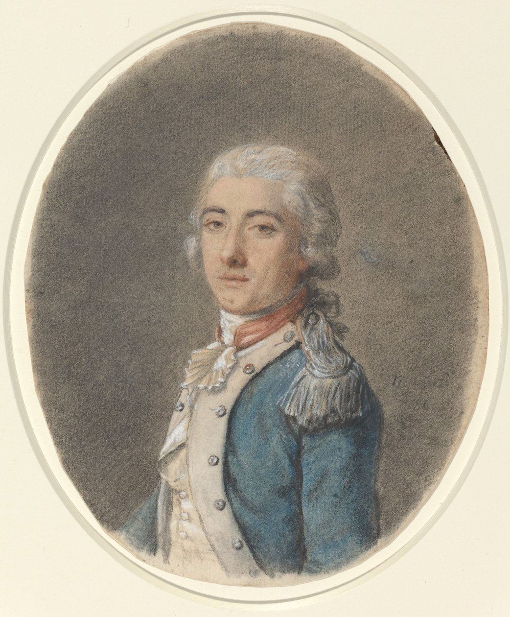 Portrett av en mann i militæruniform av French 18th Century