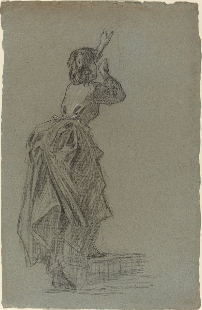 Ung kvinne som klatrer et trinn av French 19th Century