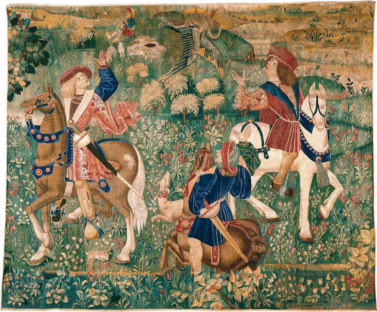 Falkejaktscene, ca. 1500 av French Master