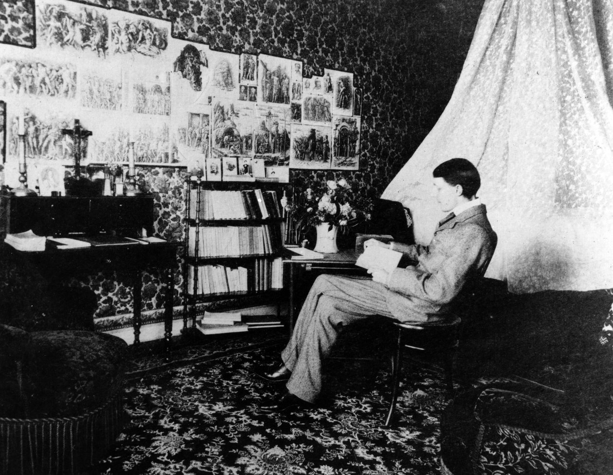 Aubrey Beardsley i Cosmopolitan Hotel, Menton, Frankrike, 1898 av French Photographer