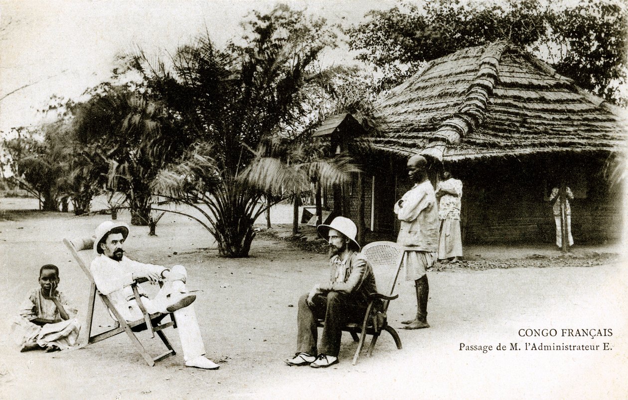 Brazzaville (Fransk Ekvatorial-Afrika - A.E.F.) Kongo francais: passasje av Mr. Administratoren E. begynnelsen av 1900-tallet (s/hvitt foto) av French Photographer