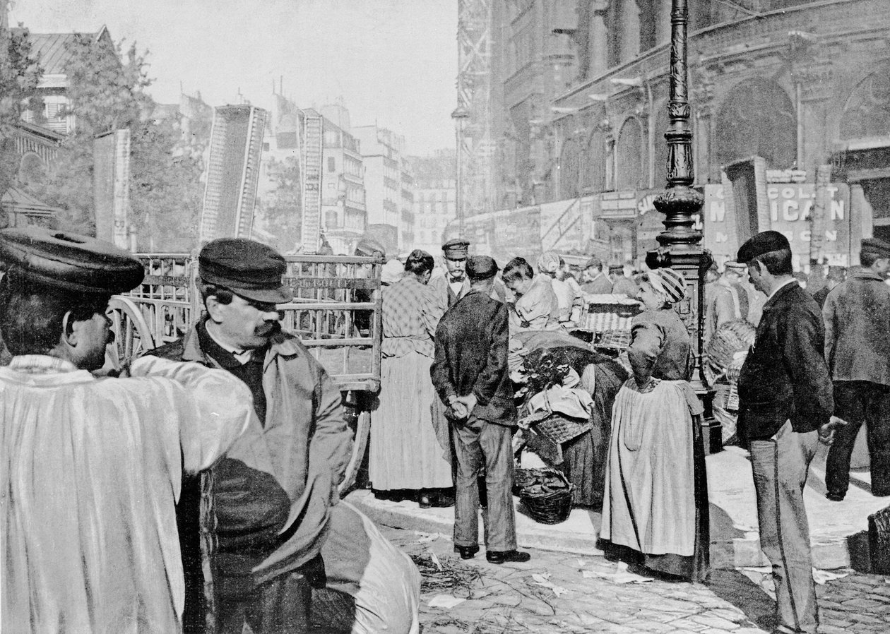 Hjørne av markedet nær Saint Eustache-kirken, Les Halles, Paris, 1896 av French Photographer