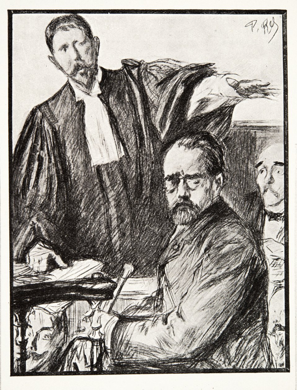 Dreyfus under rettssaken hans, fra History of the Third Republic, Vol. I, Politisk historie, pub.1933 (litho) av French Photographer