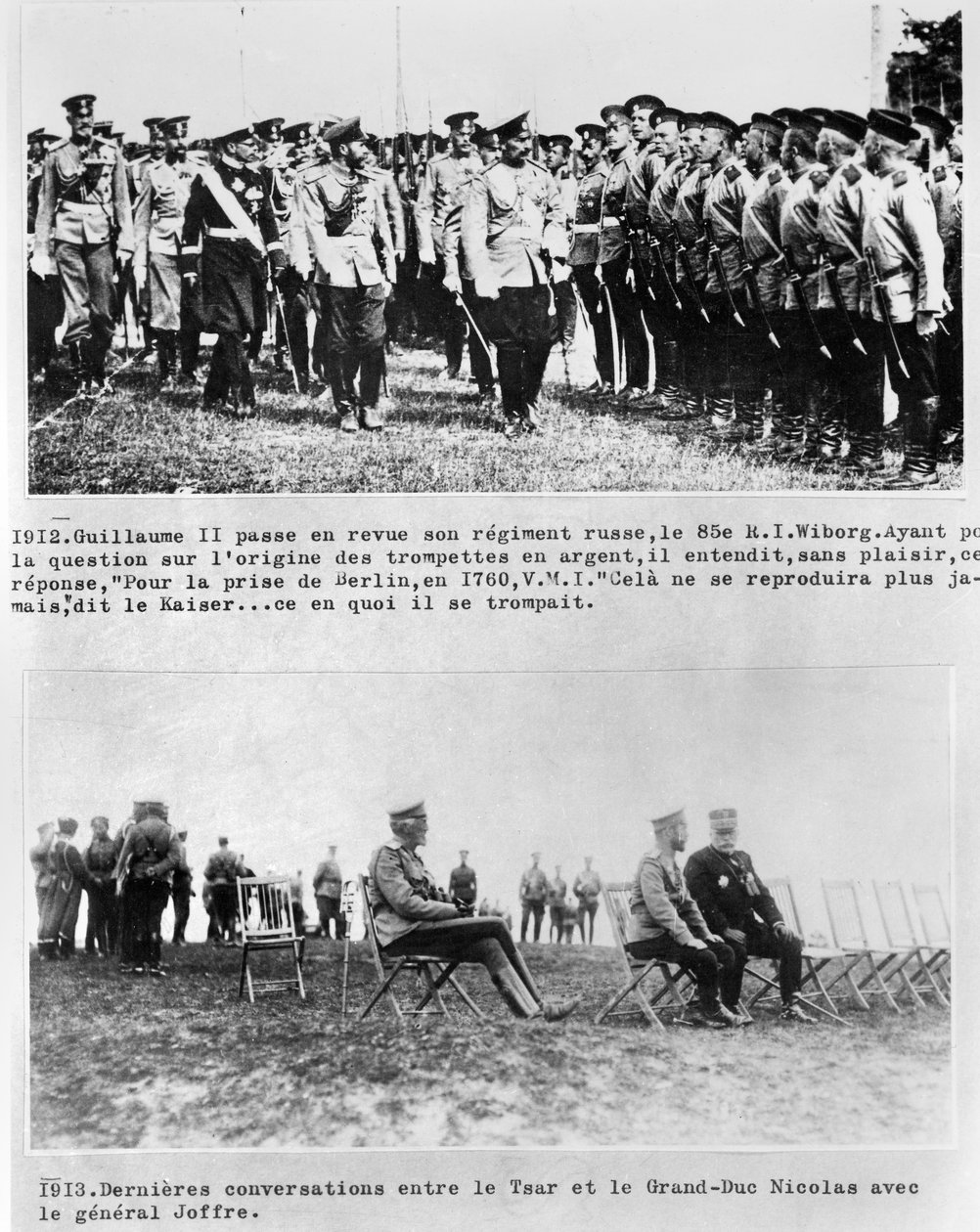 Siste samtaler mellom tsaren og storhertug Nicholas II, og general Joffre, 1913 av French Photographer