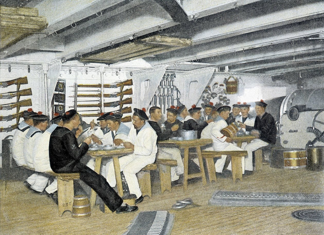 French Marine, sent på 1800-tallet: Sjømennenes måltid - Bibl. av Arts deco. av French Photographer