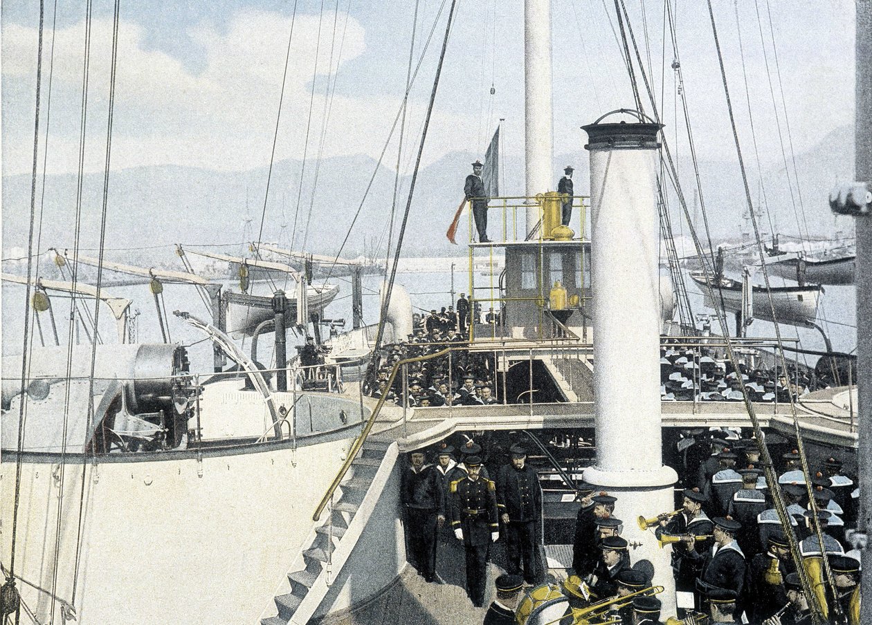 Fransk marine, slutten av 1800-tallet: Inspeksjon - Bibl. des Arts deco. av French Photographer