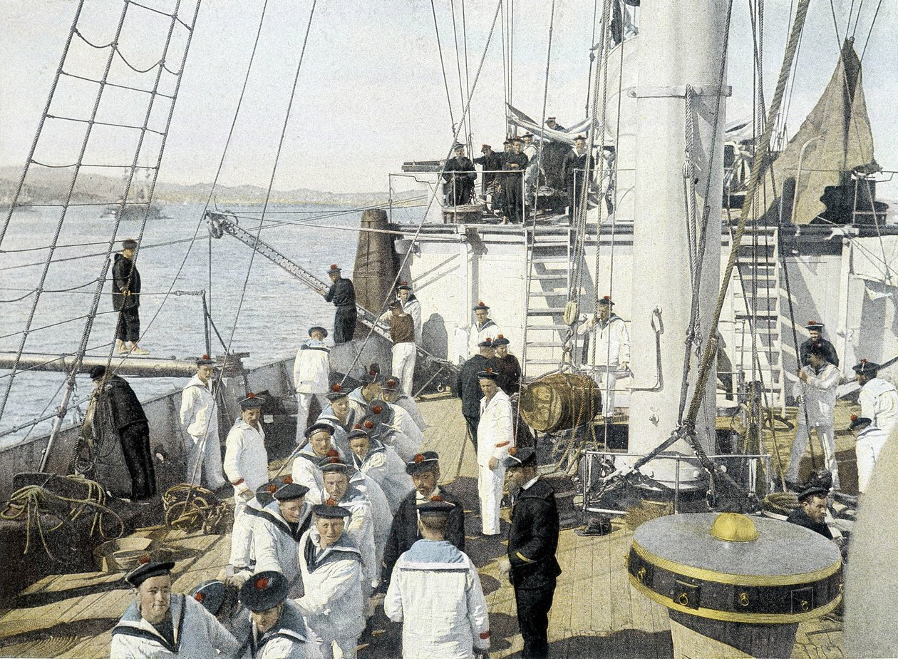 Fransk marine, slutten av 1800-tallet: ombordstigningsmat - Bibl. des Arts deco. av French Photographer