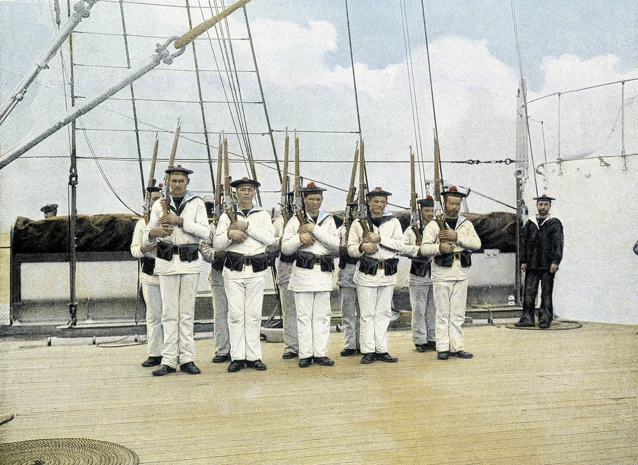 Fransk marine, slutten av 1800-tallet: rifleøvelse - Bibl. des Arts deco. av French Photographer