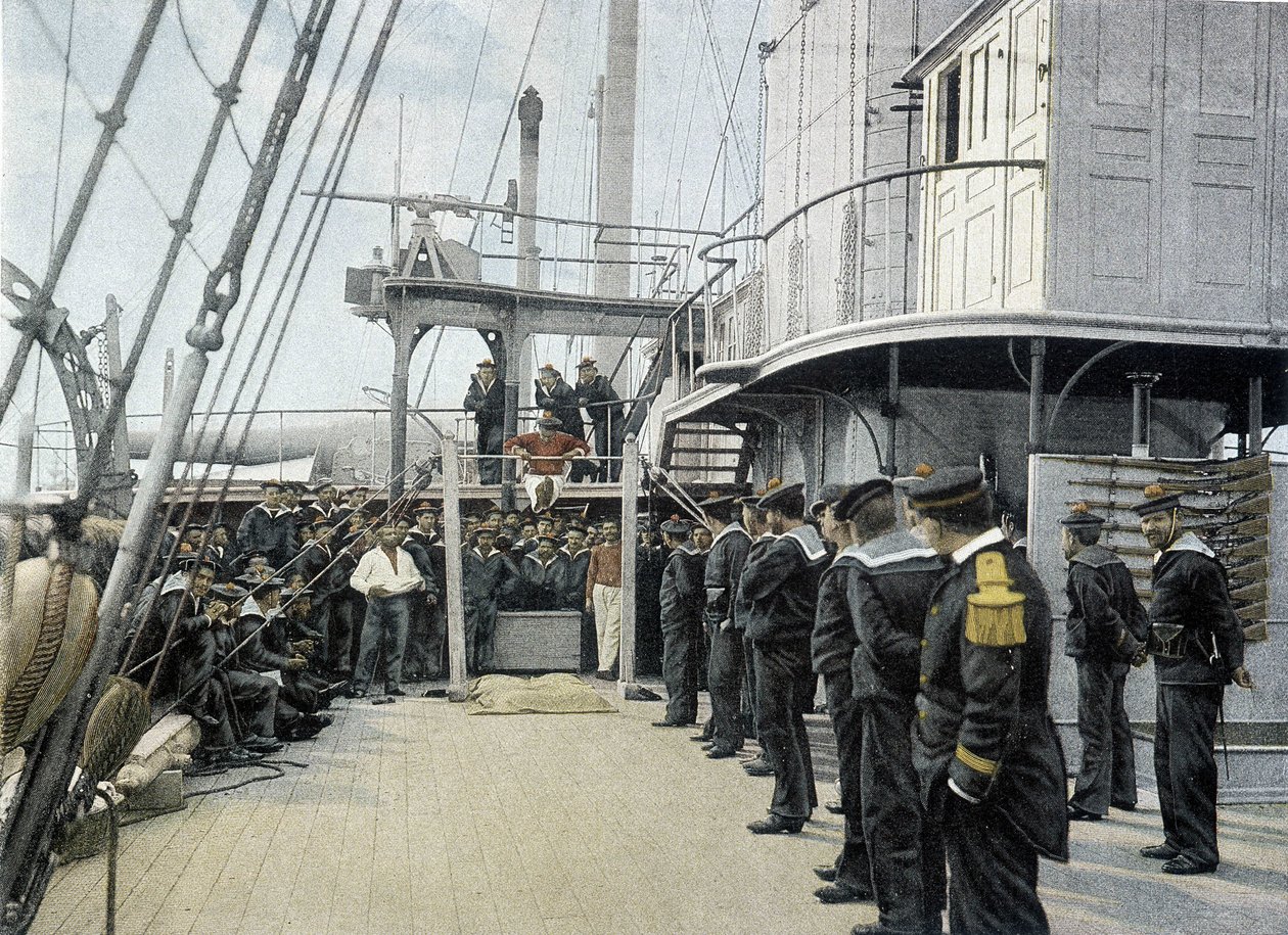 Fransk marine, sent på 1800-tallet: distraksjoner på søndag - Bibl. des Arts deco. av French Photographer