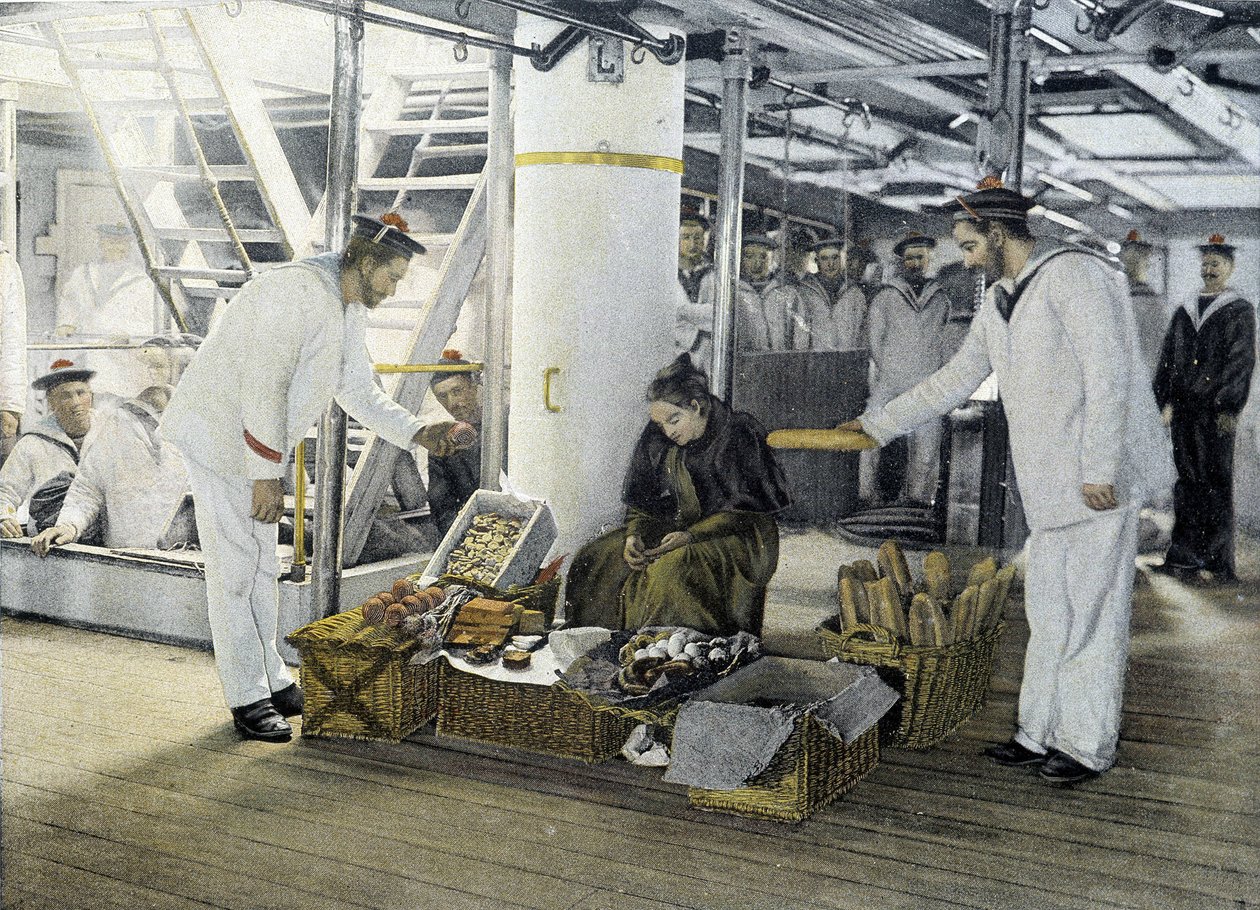 Fransk marine, slutten av 1800-tallet: kjøpmannen av spiselige varer - Bibl. des Arts deco. av French Photographer