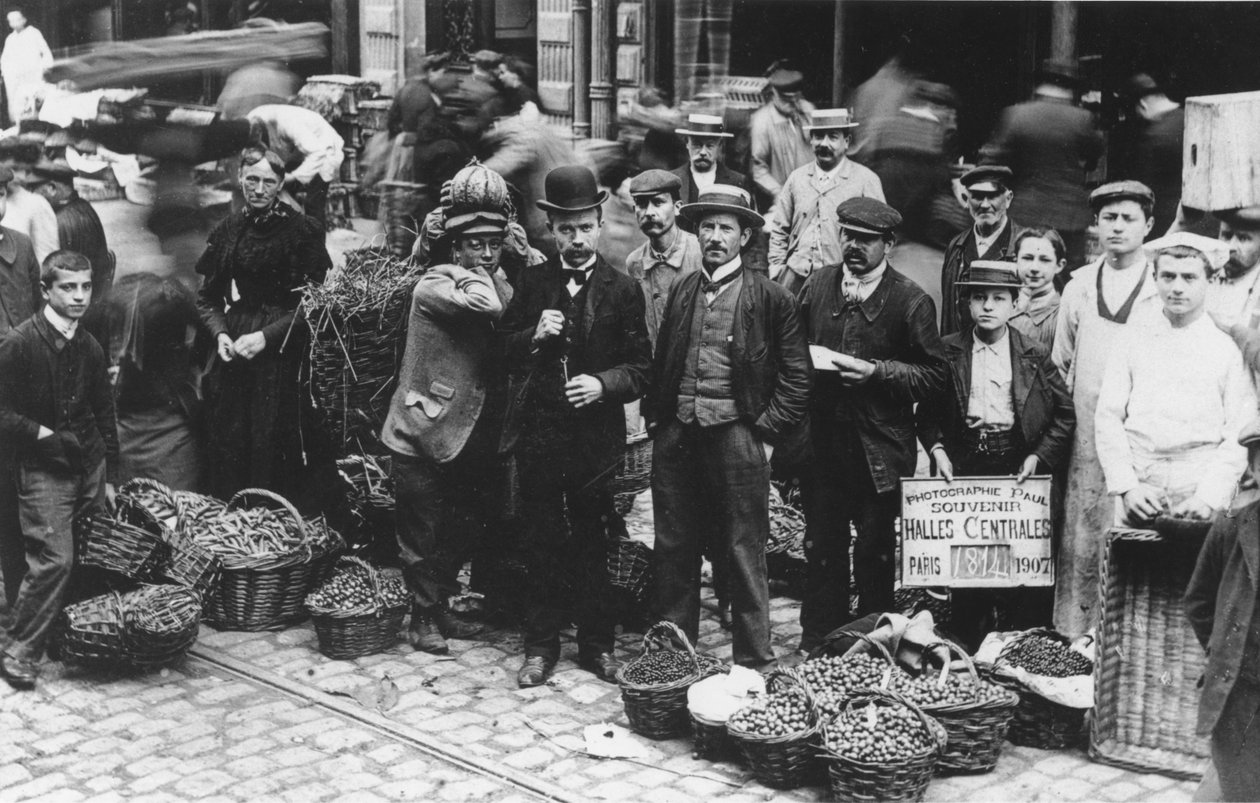 Gartnere ved Les Halles-markedet, Paris, 1907 av French Photographer