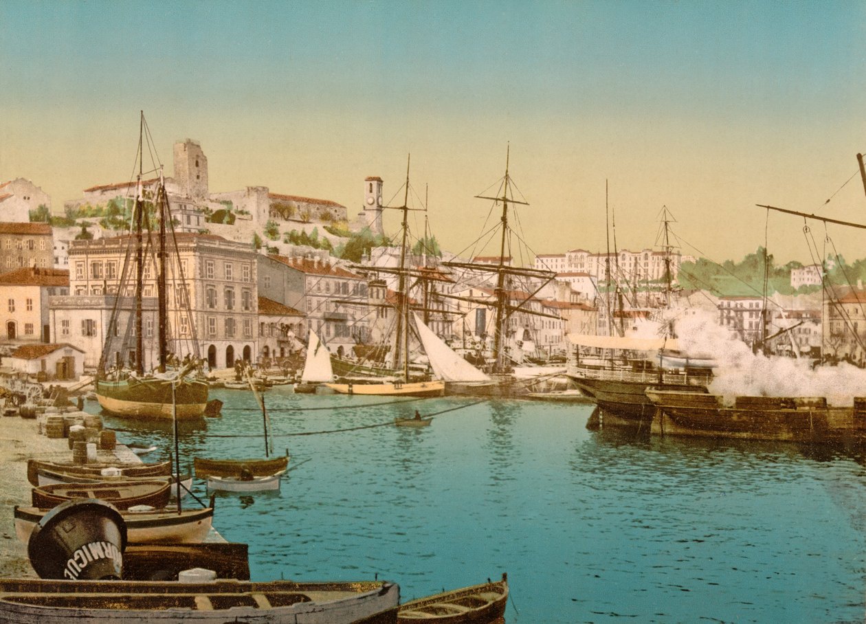 Generell utsikt over Cannes havn, 1890-1900 av French Photographer