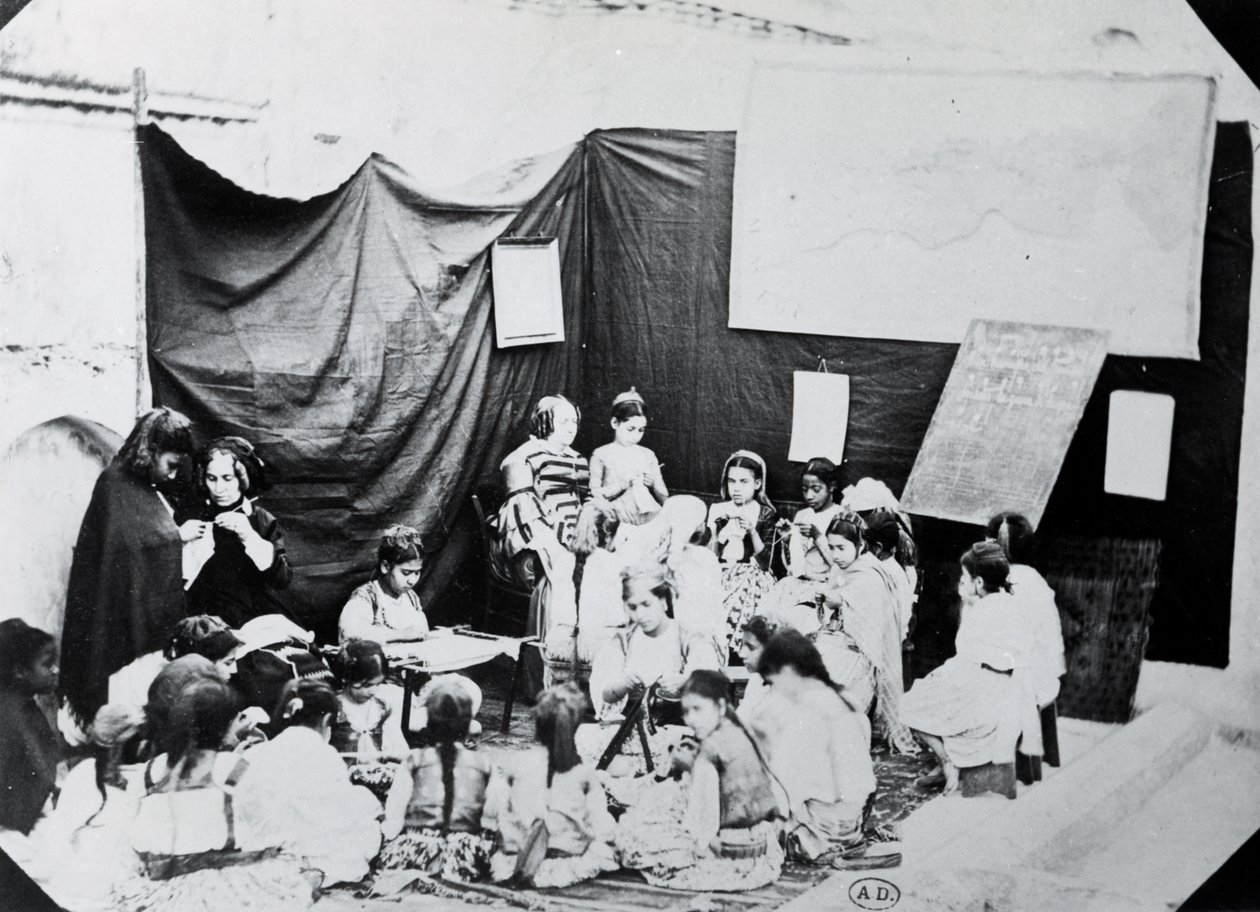 Jenteskole i Algerie, 1860 av French Photographer