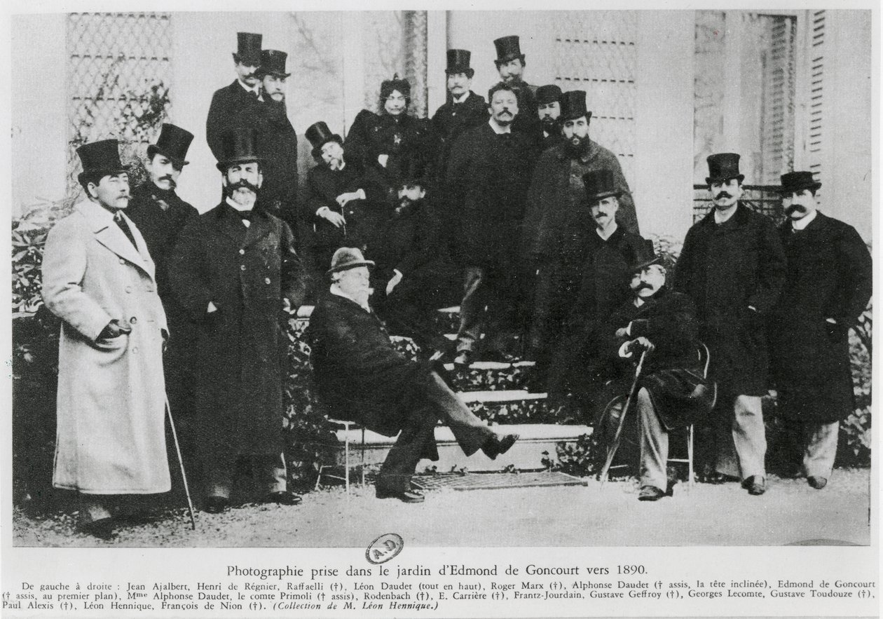 Gruppe i hagen til Edmond Huot de Goncourt, ca. 1890 av French Photographer