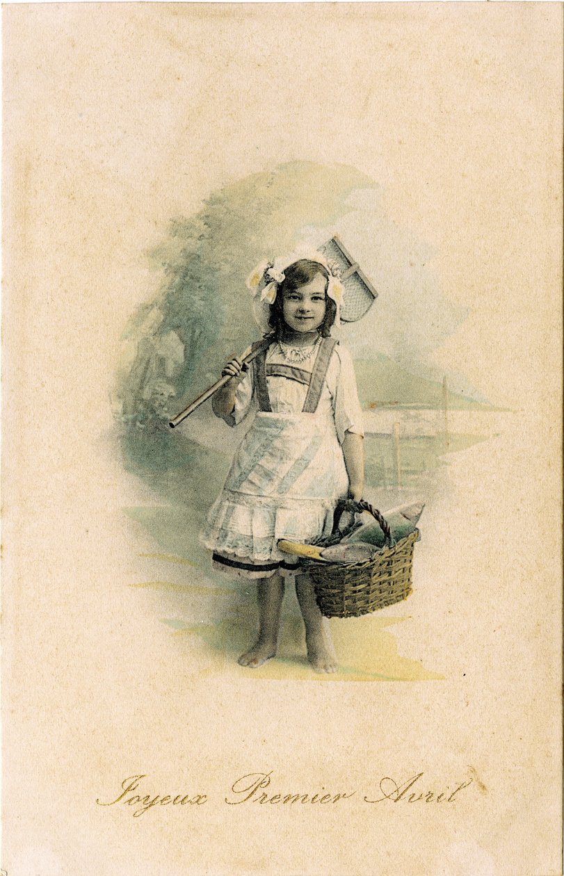 Gratulerer med aprilsnarren, 1906 (farget bilde) av French Photographer