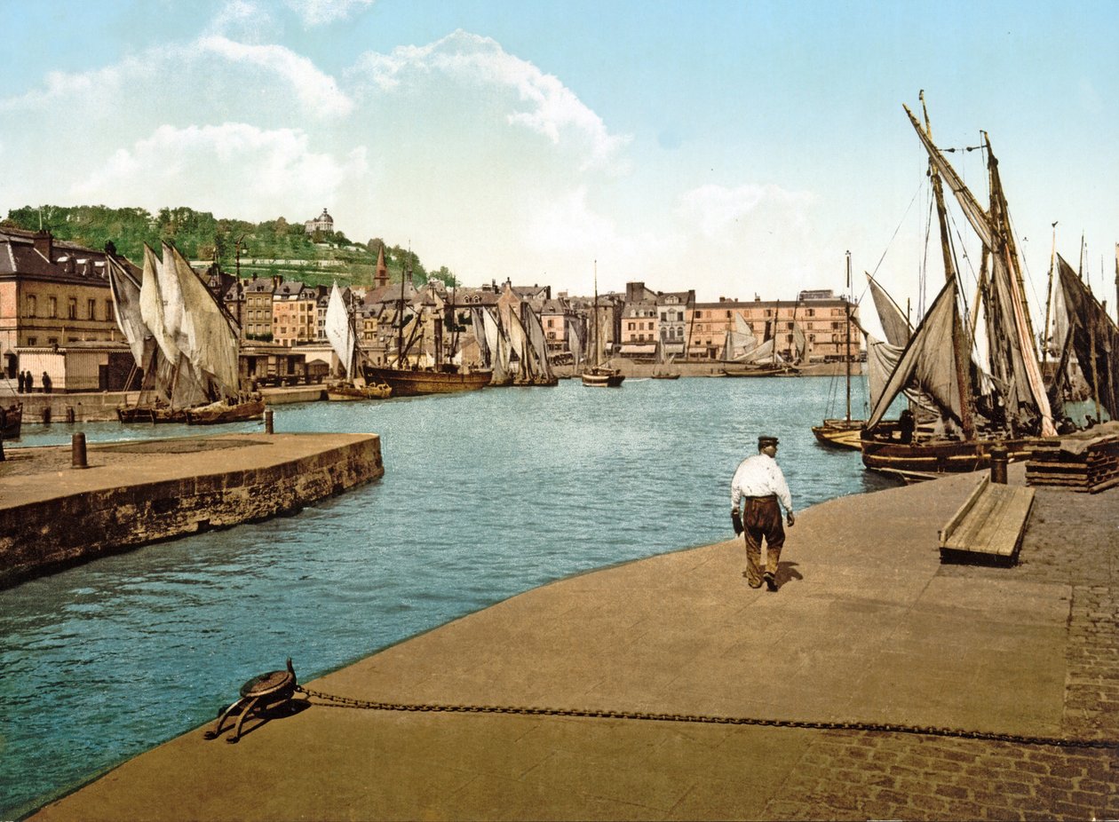 Honfleur havn, Frankrike, 1890-1900 av French Photographer
