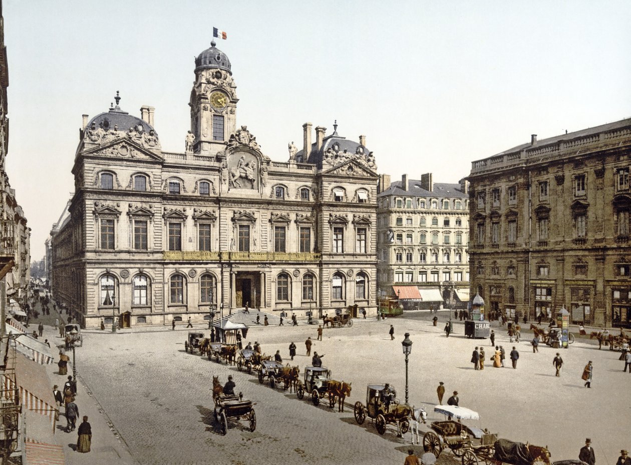 Lyon rådhus fra Place de Terreaux, 1890-1900 av French Photographer