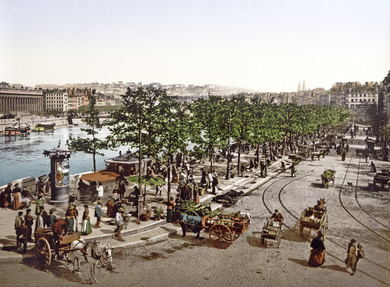 Saint Antoine-markedet, Quay des Célestins, Lyon, ca. 1900 av French Photographer