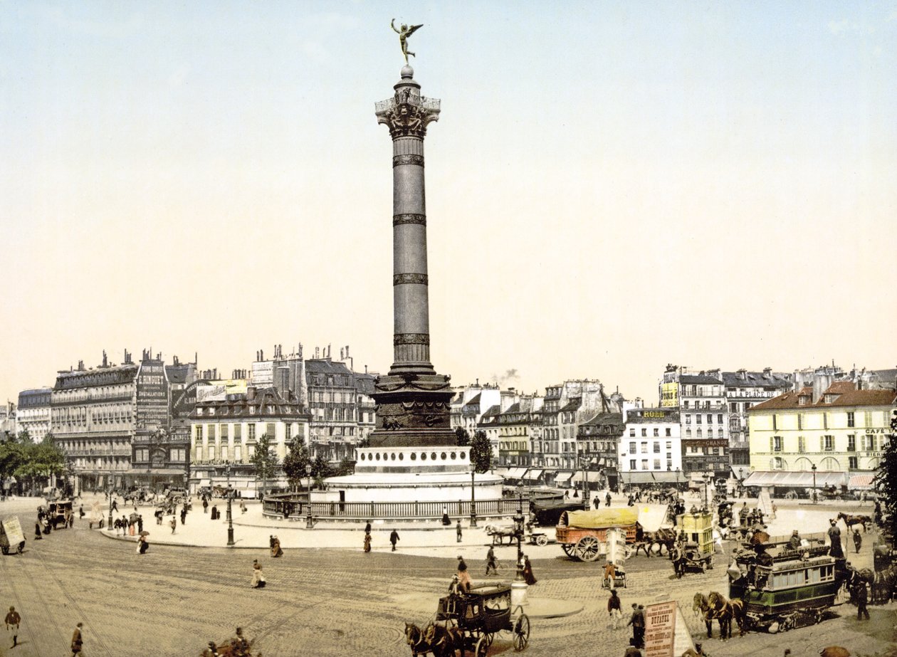 Place de la Bastille, Paris, pub. 1900 av French Photographer