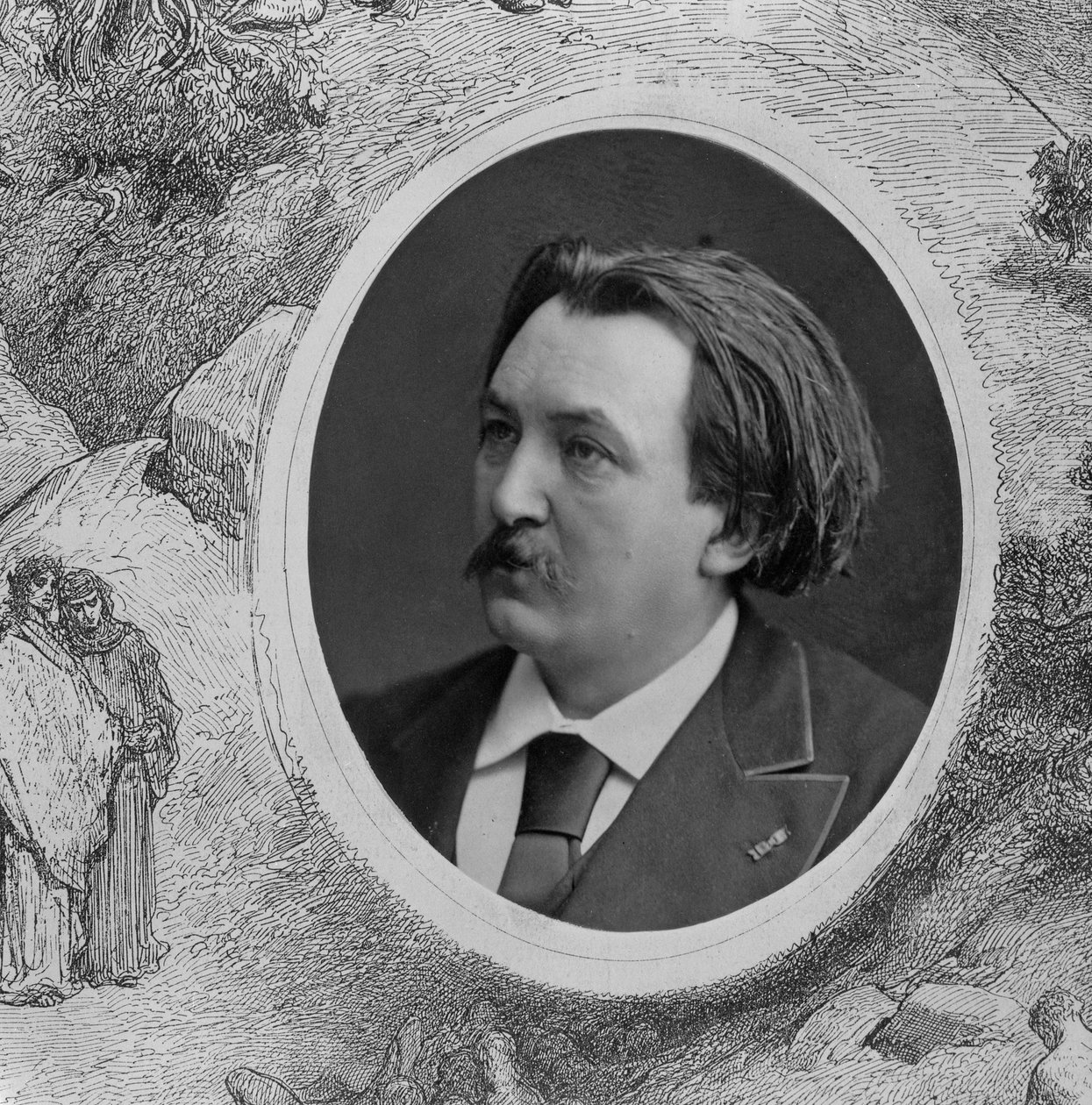 Portrett av Gustave Dore (1832-83) (s/hvitt foto) (detalj av 202837) av French Photographer