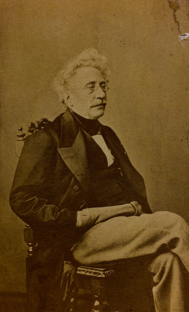 Portrett av Hippolyte Bellangé, fransk maler og litograf; visittkort (s/hvitt bilde) av French Photographer