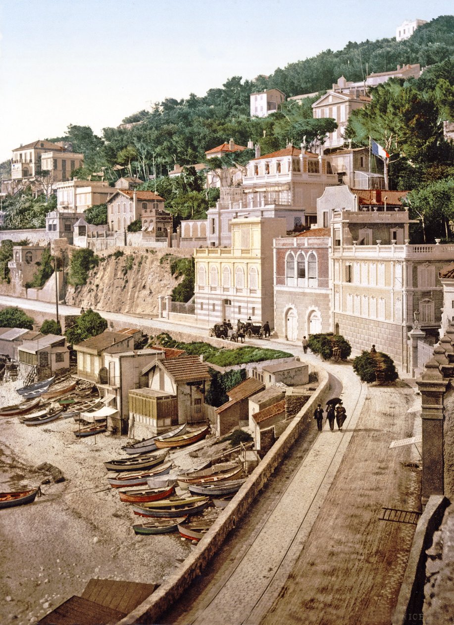 Corniche i Marseilles, pub. ca. 1900 av French Photographer