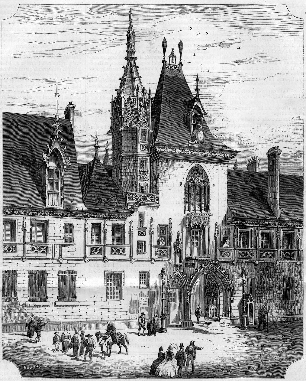 15th century Gothic architecture: facade of the inner courtyard of the house of Jacques Coeur (1395-1456), French trader. Bourges, Cher (18) av French School