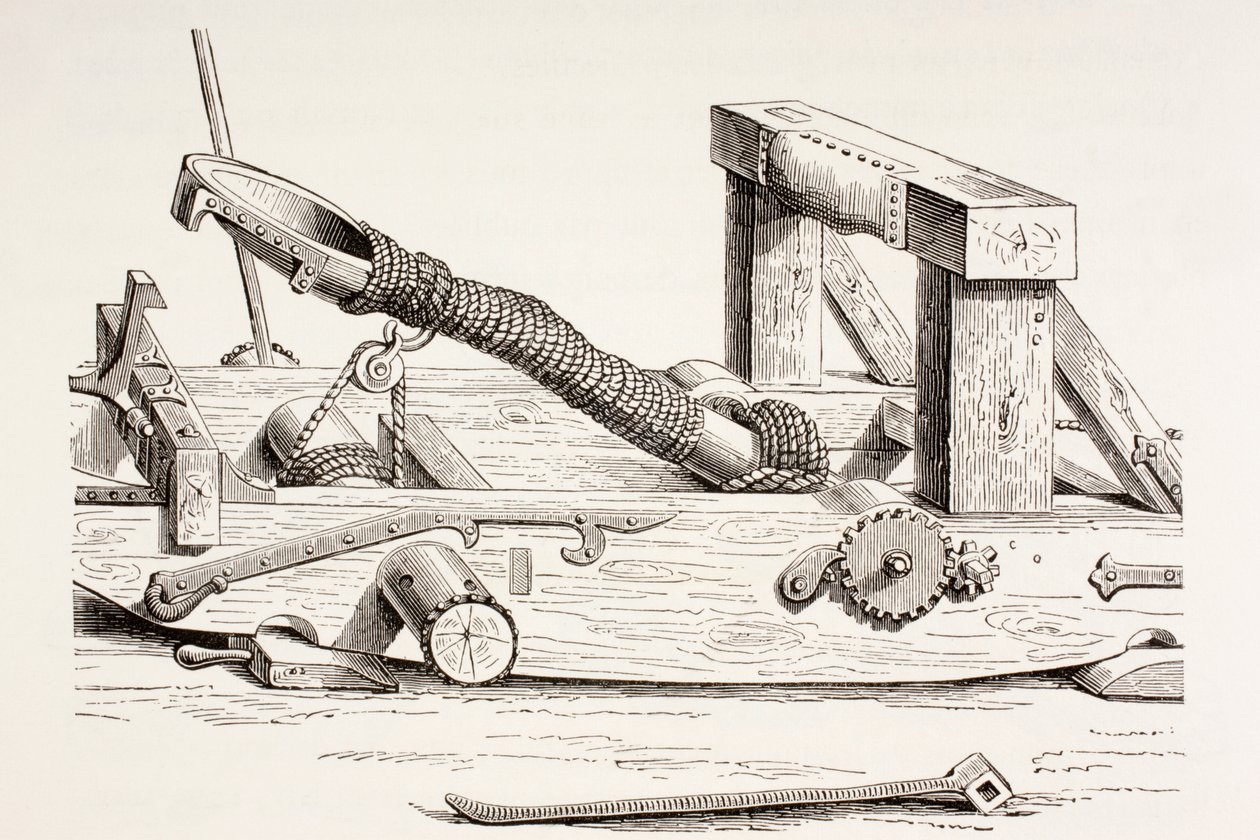 Mangonel fra 1400-tallet, fra Les Arts au Moyen Age, utgitt 1873 av French School