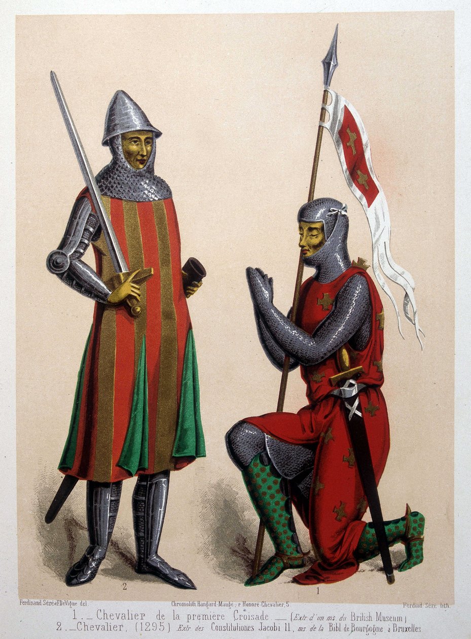 1. Ridder av det første korstog (1096); 2. Ridder (1295) av French School