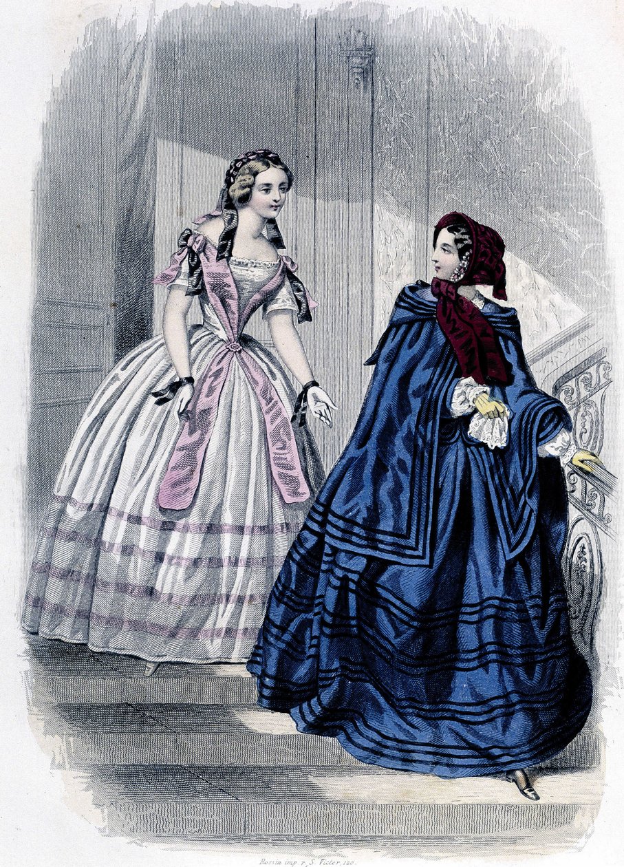 2 fashionable women - in “” Journal des Demoiselles”” 1852. av French School