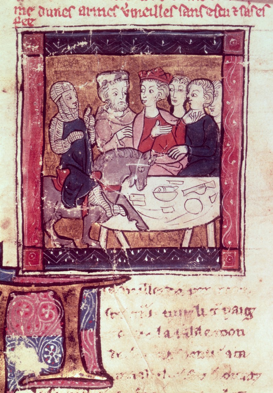 4697 Fr. 110 f.405 Galahad kommer til Arthur, ca. 1250-80 (se også 151821) av French School