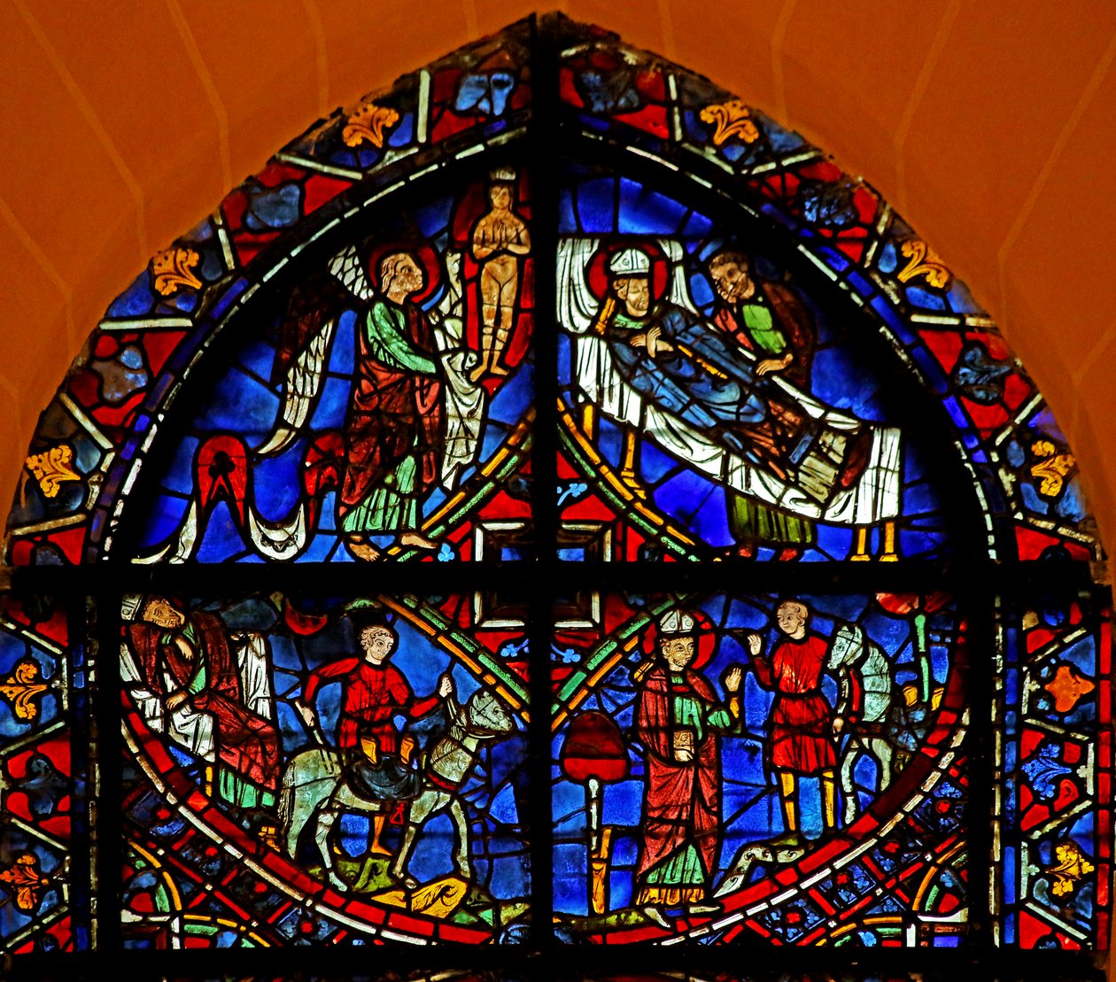 4 paneler fra St Germain-vinduet (w29b) av French School