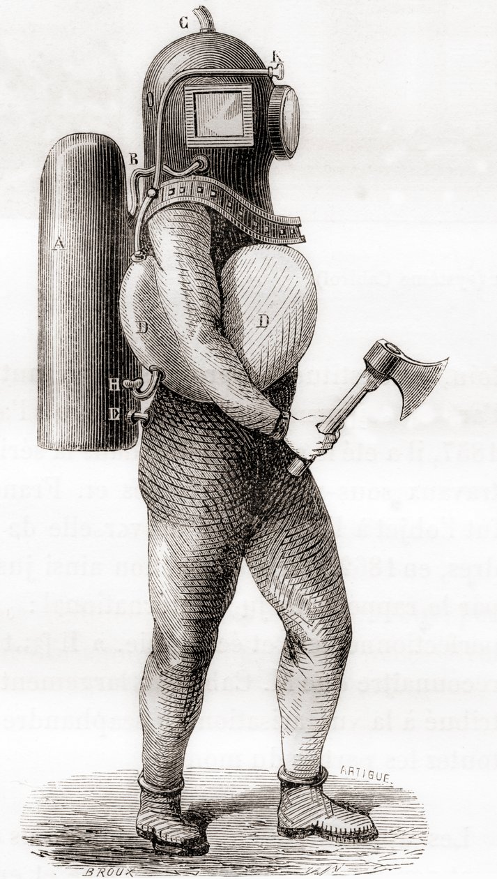 En amerikansk dykkerdrakt fra 1800-tallet, fra 