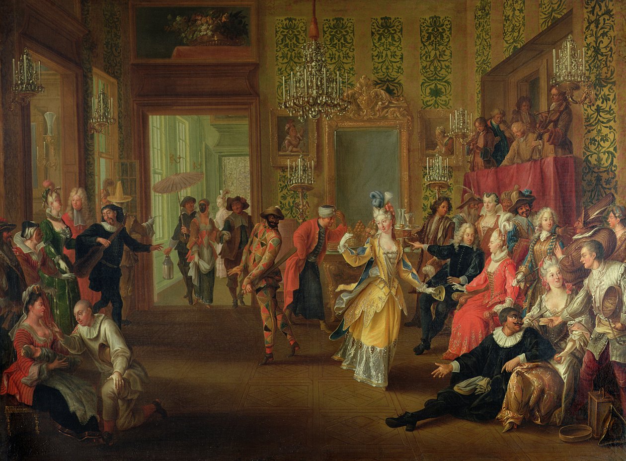 En Bal Pare under karnevalet, ca. 1710 av French School