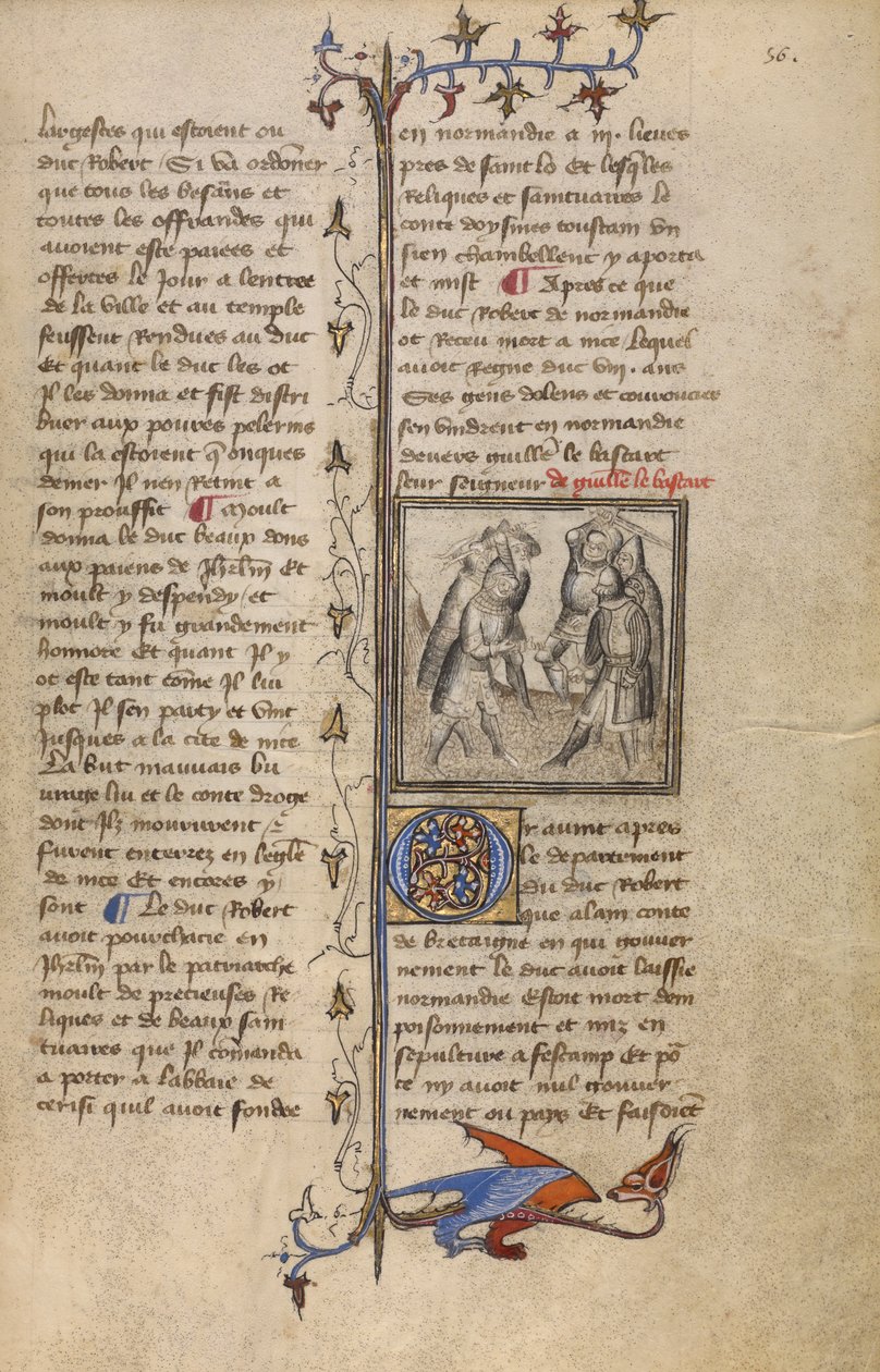 En kamp mellom Wankelin de Ferreres og Hugo de Montfort, ca. 1400-15 (tempera og bladgull på pergament) av French School