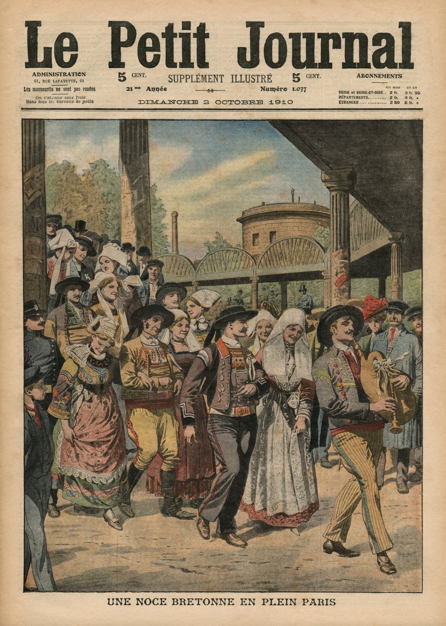 Et bretonsk bryllup rett i Paris, illustrasjon fra Le Petit Journal, bilagsillustre, 2. oktober 1910 av French School