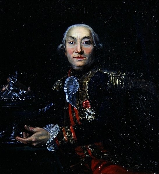 En Capitaine de Vaisseau med en sølvterrin (olje på panel) av French School