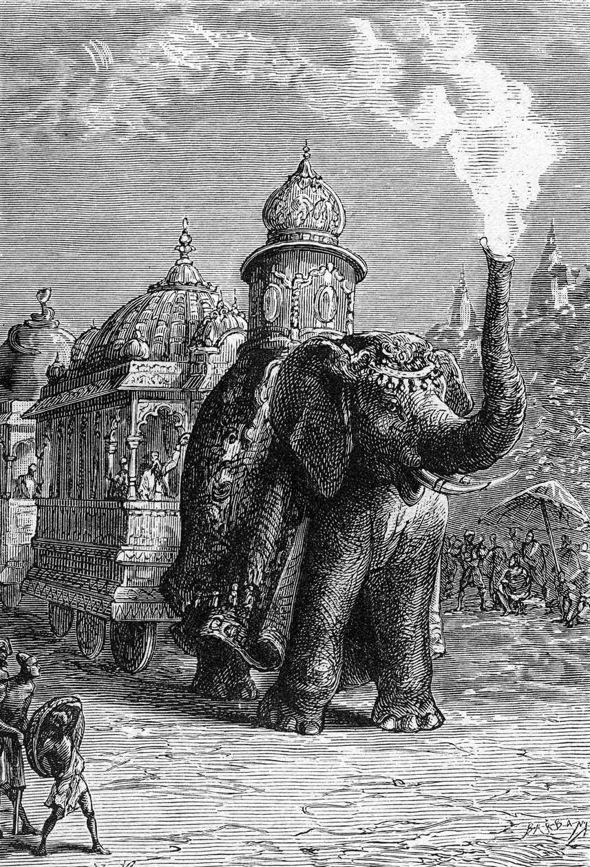 Et fantastisk tog, fra «Damphuset» av Jules Verne av French School