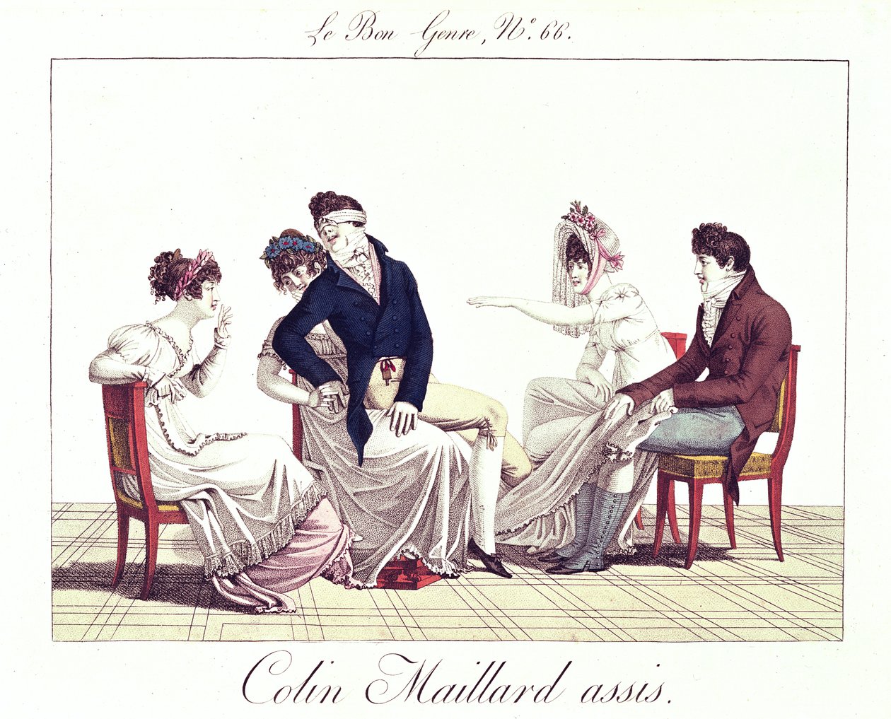 A Game of Colin-Maillard (Blind Mans Buff), ca. 1810-20 av French School
