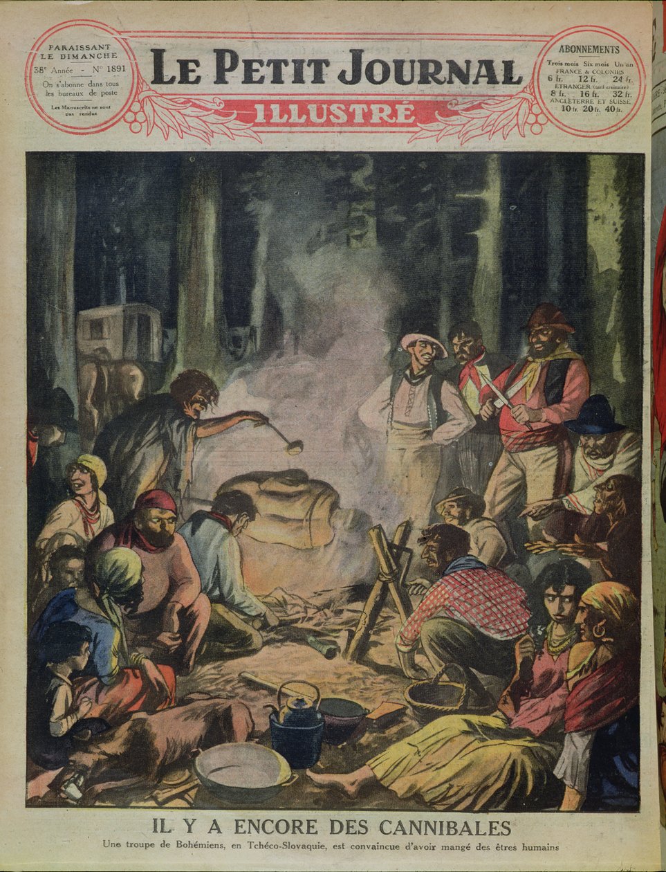 En gruppe kannibalistiske sigøynere i Tsjekkoslovakia, fra Le Petit Journal, 1927 av French School