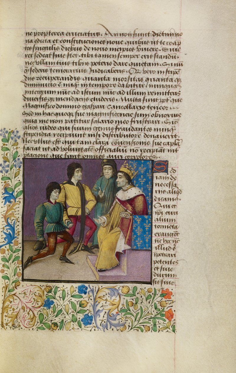 A King at Court, ca. 1460-70 (tempera, bladgull, maling og blekk på pergament) av French School