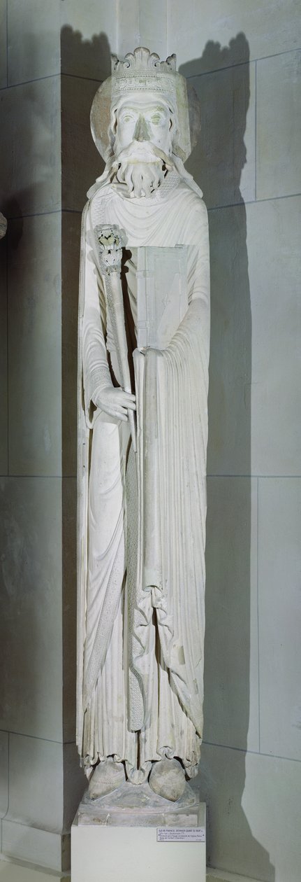 En konge, muligens Salomo, fra vestfasaden til Notre-Dame de Corbeil, Essonne av French School