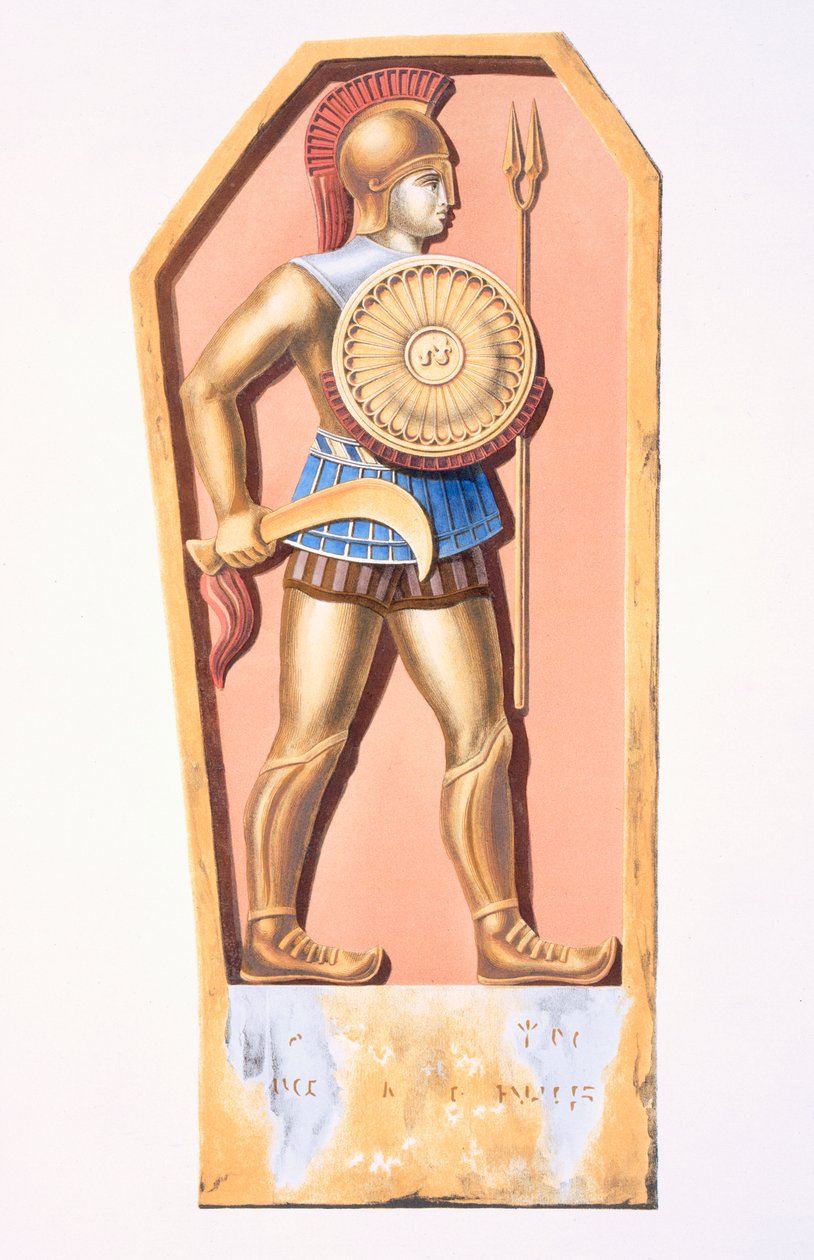 En lykaonisk soldat, kopi av en gravstein fra en koloni i Konya, Tyrkia, fra Description de lAsie Minore laget etter ordre fra den franske regjeringen 1833-37 av Charles Texier, utgitt 1847, Paris av French School