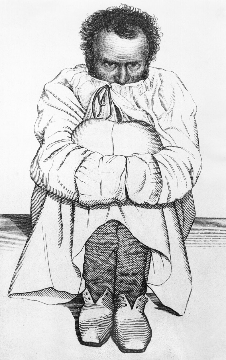 A Mad Man, illustrasjon fra en bok av Jean Etienne Dominique Esquirol (1772-1840) av French School