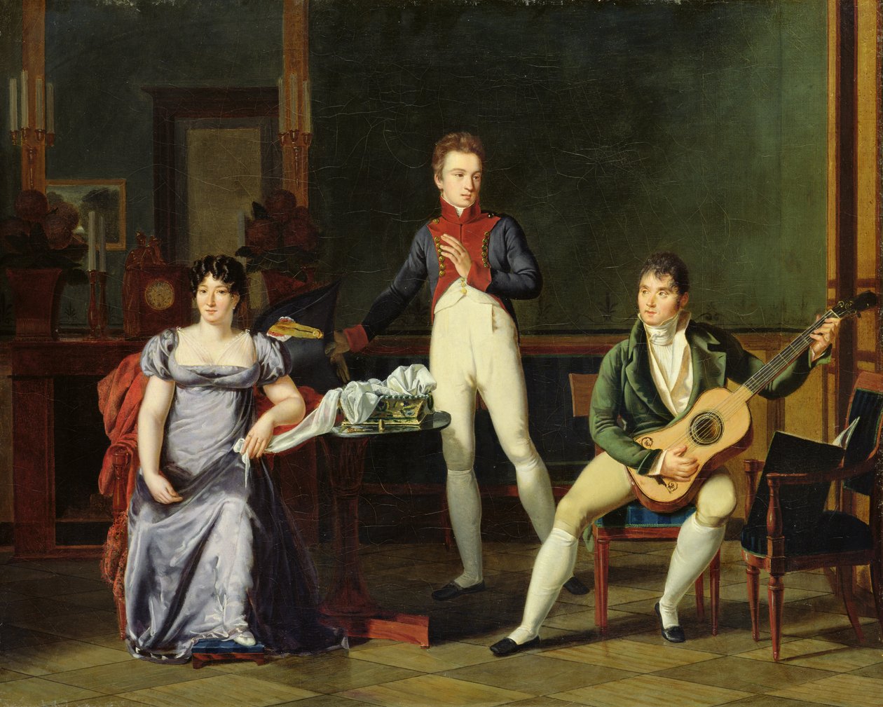 En musiker og hans familie, muligens Fernando Sor (1778-1839) av French School