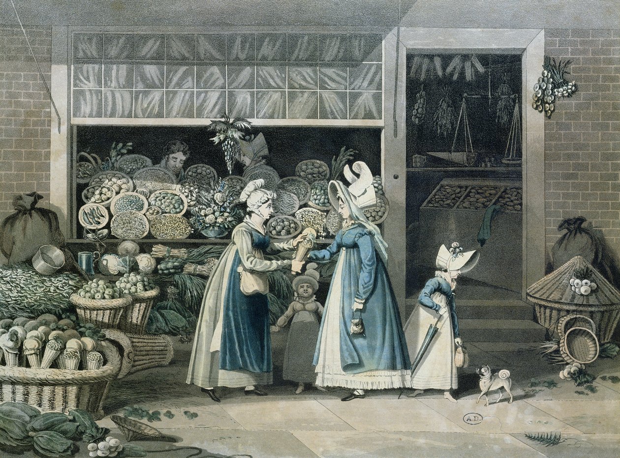 En parisisk grønnsaksbutikk, tidlig på 1800-tallet av French School
