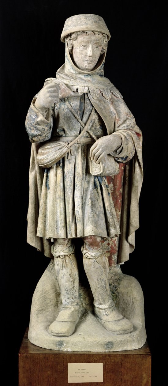 En bonde, ca. 1500 (polykrom stein) av French School