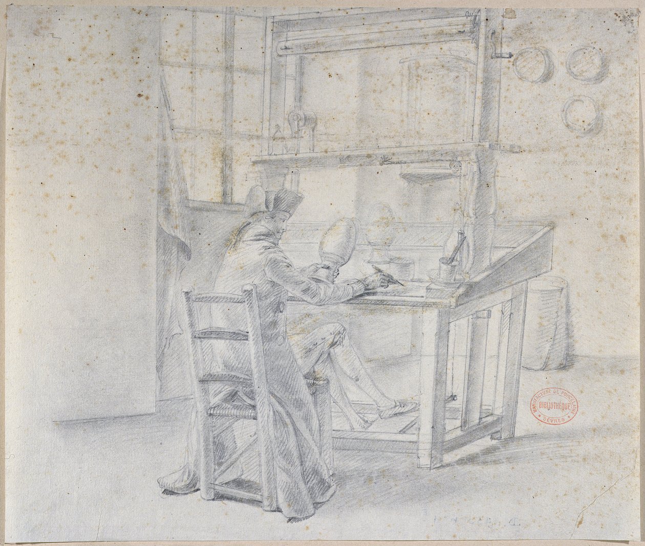 En porselensmaler ved Sevres-fabrikken, ca. 1780 av French School