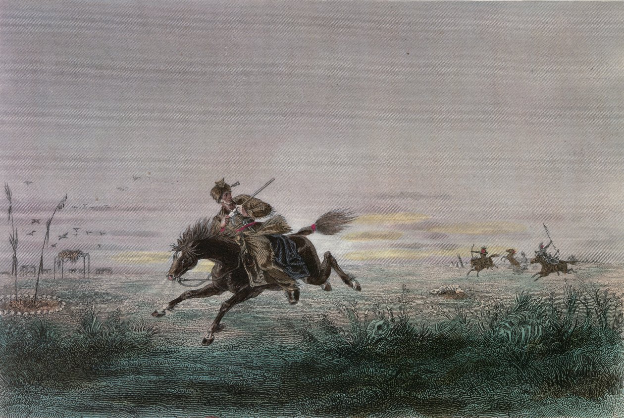 En postmann fra American Pony Express blir angrepet av indianere av French School