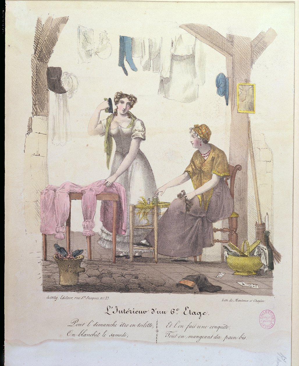Et rom i sjette etasje, gravert av Montoux og Cheyere, 1830 av French School